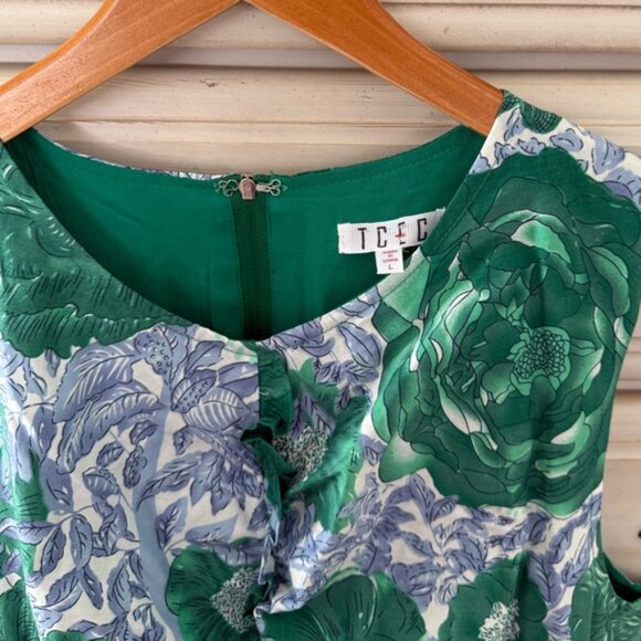 Blue Hydrangea Green Cotton Maxi Dress - Picture 5 of 6